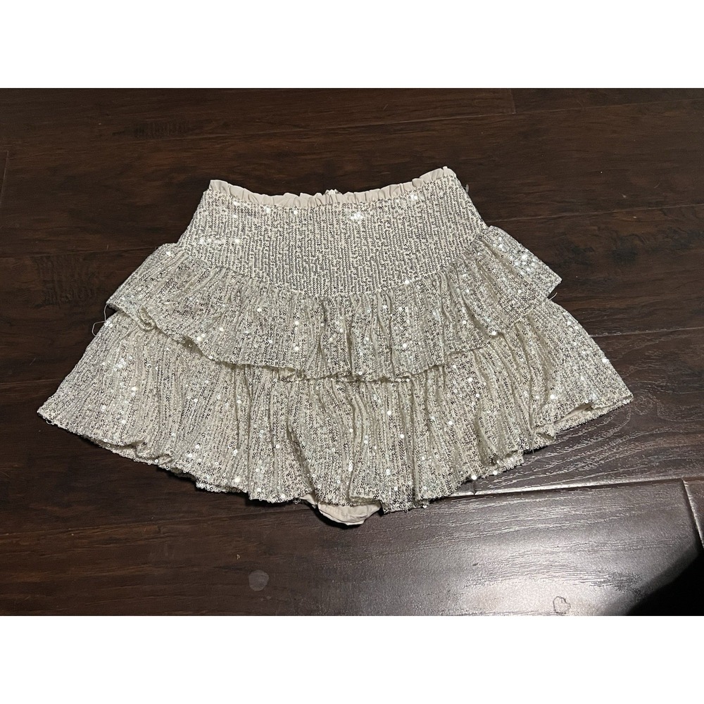 Mustard Seed Silver Sequin Skort Size Small